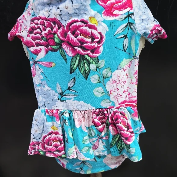 POSH PEANUT Floral Baby Romper with Ruffle Hem. Gently Worn . 0-3 Months - Picture 6 of 7